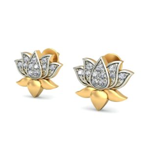 Lotus Diamond Stud Earrings