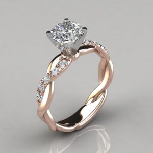 Twisted Band Solitaire Diamond Ring